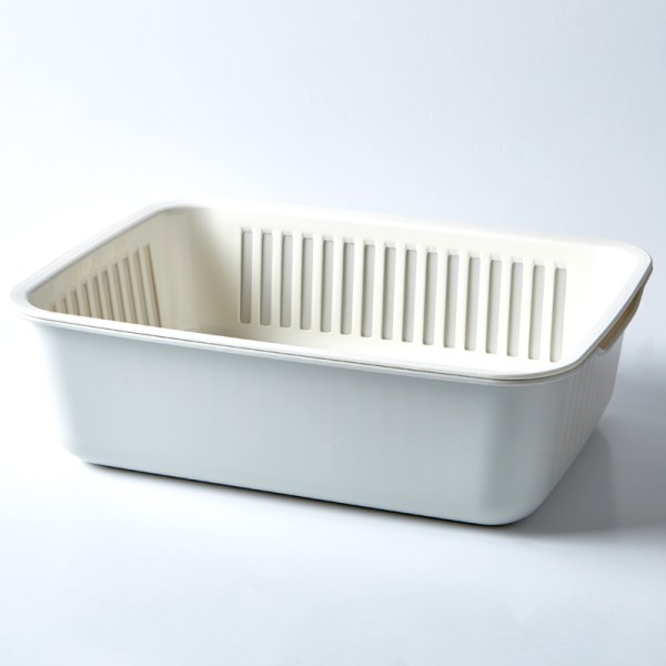 双层方形洗菜篮子沥水篮塑料家用创意水果盘厨房沥水篮