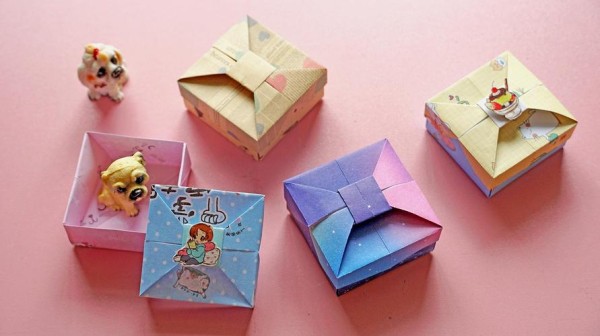 简单精致的折纸礼物盒材料只要两张纸当作收纳盒也不错