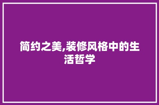 简约之美,装修风格中的生活哲学 装饰材料