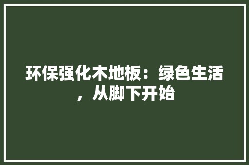 环保强化木地板：绿色生活，从脚下开始 室内设计
