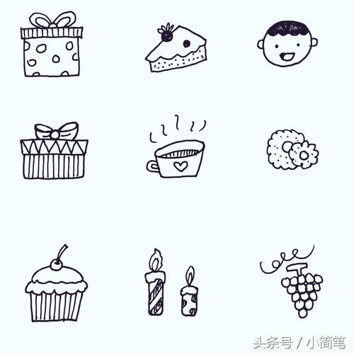 分享一组很全的生日主题简笔画素材 需要的赶快收下了