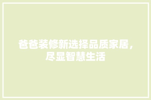 爸爸装修新选择品质家居，尽显智慧生活 木雕艺术