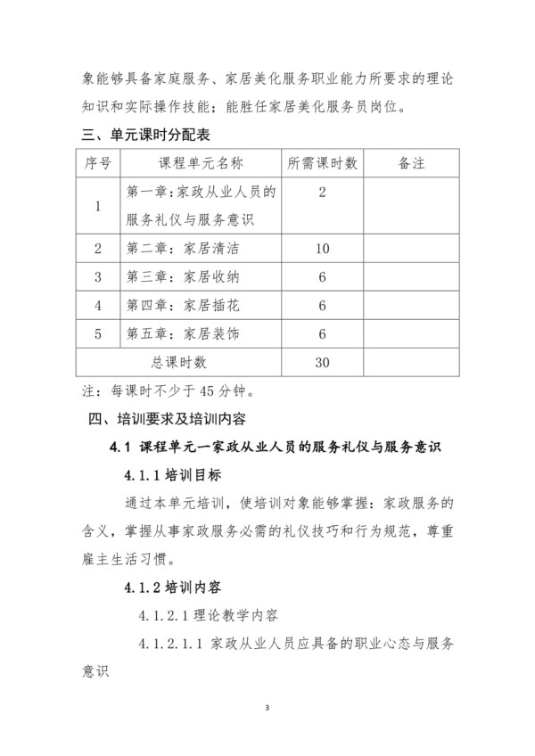 家居美化服务-职业技能培训课程标准_第3页