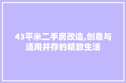 43平米二手房改造,创意与适用并存的精致生活 装饰设计