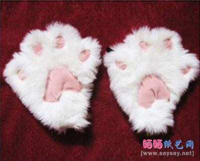 可爱的猫爪手套制作教程步骤7-m.saybb.net