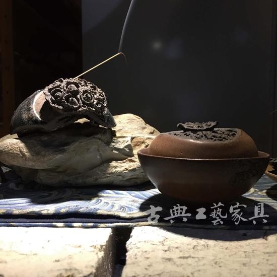 一渌再造作品：莲花香插和盖碗