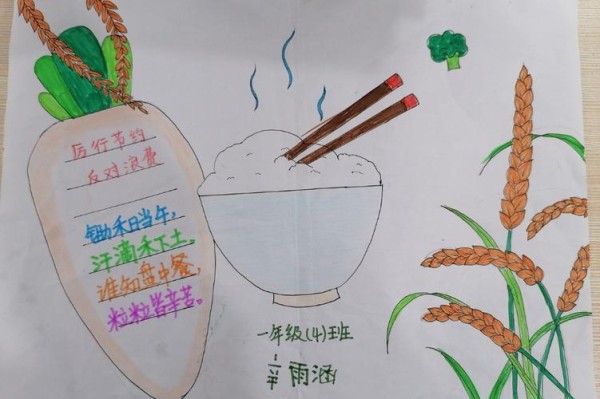节约粮食从我做起西川中小一年级四班厉行节约反对浪费手抄报