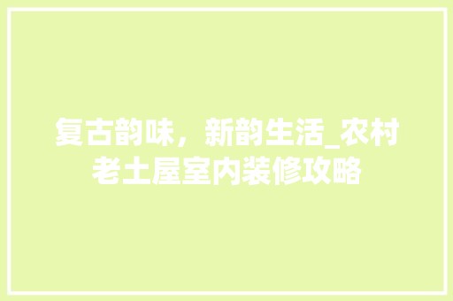 复古韵味，新韵生活_农村老土屋室内装修攻略 风格选择