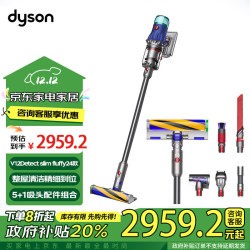 dyson 戴森 V12 Detect Slim Fluffy轻量高端吸尘器 光学探测微尘 140AW强劲吸力