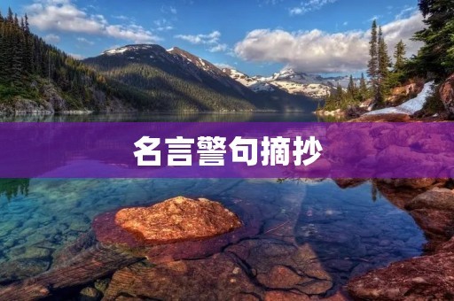 名言警句摘抄：智慧人生箴言