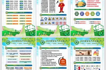 2025安全生产月展板绿色精美安全生产宣传教育活动挂图海报设计