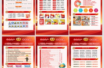 红金质感2025安全生产月宣传活动海报系列套图挂图模板