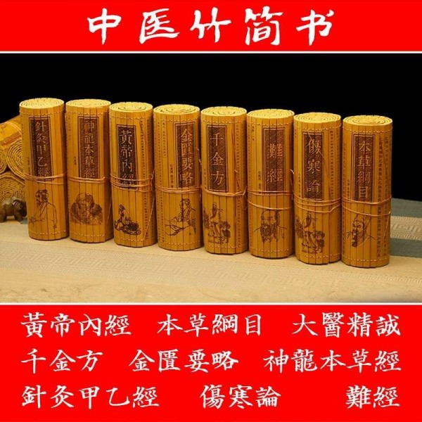 竹简书卷中医书籍养生黄帝内经伤寒论神龙本草经装修装饰道具摆