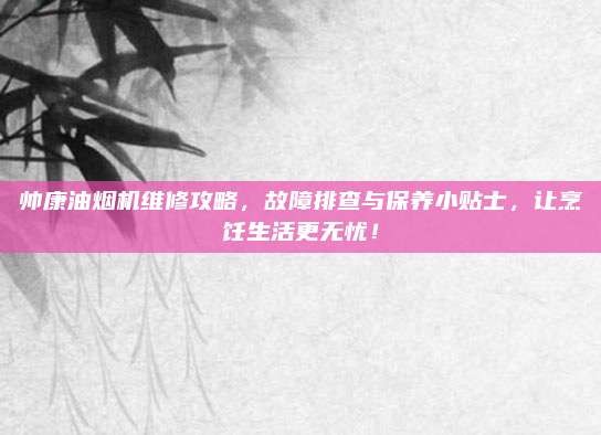 帅康油烟机维修攻略,故障排查与保养小贴士,让烹饪生活更无忧!