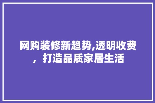 网购装修新趋势,透明收费，打造品质家居生活 现代风格装饰