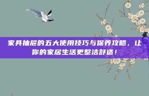 家具抽屉的五大使用技巧与保养攻略,让你的家居生活更整洁舒适!