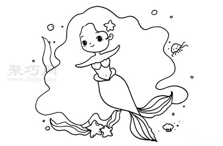 如何画美人鱼 来看美人鱼简笔画步骤