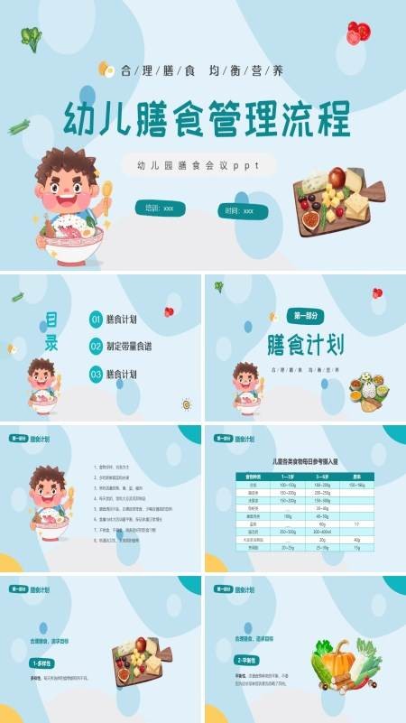 儿童合理膳食均衡营养幼儿膳食管理流程培训课件PPT下载模板