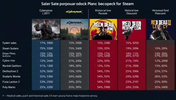 热门游戏在不同Steam特卖活动中的折扣对比图