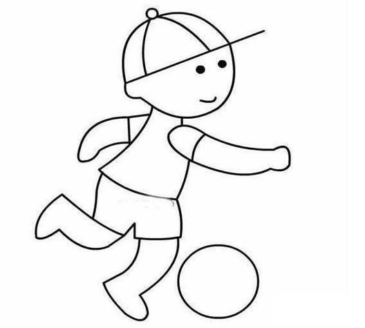 人物简笔画体育运动简笔画怎么画踢足球的上的小男孩简笔画图片