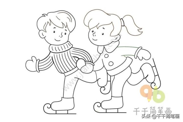 体育运动简笔画滑冰简笔画