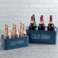 欧式铁艺啤酒篮葡萄酒红酒架户外饮料篮深蓝色酒吧手提篮包邮