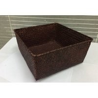 中式古典手工草编方形收纳筐