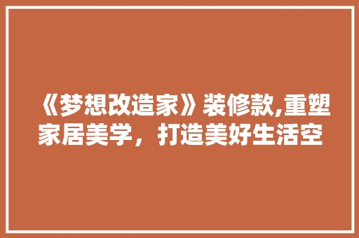 《梦想改造家》装修款,重塑家居美学，打造美好生活空间 地板材料