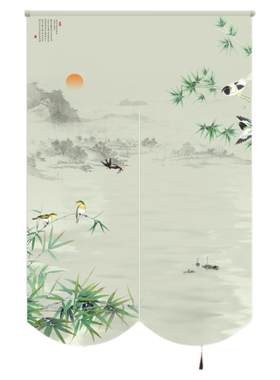 透明隐私遮挡卧室免打孔风水门帘