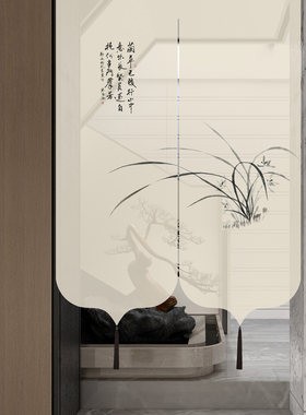 墨兰工坊半透明门帘中式