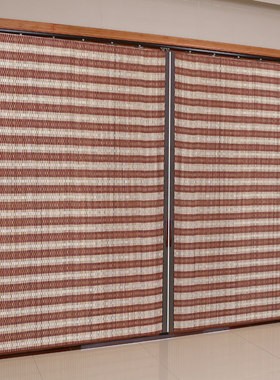 商铺推拉门竹帘折叠门家用门帘厨房隔断屏风商场简易移门卷帘窗帘