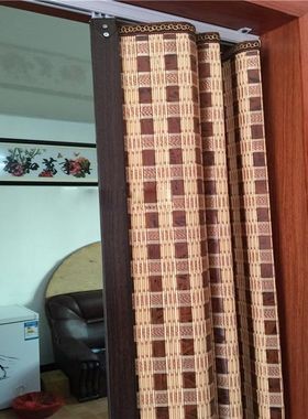 商铺推拉门竹帘折叠门家用门帘厨房隔断屏风商场简易移门卷帘窗帘