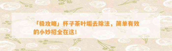 「极攻略」杯子茶叶垢去除法，简单有效的小妙招全在这！