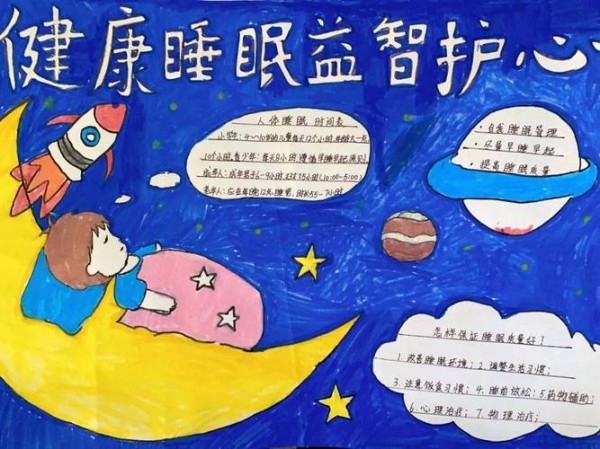 同学们绘制了关于科学睡眠的宣传手抄报号召大家从双减饮食作息