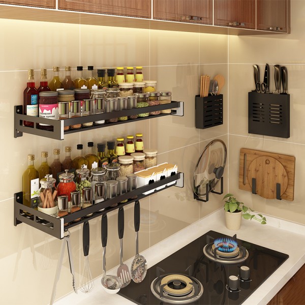 厨房免打孔不锈钢置物架壁挂烘焙精灵家用调味料厨具架