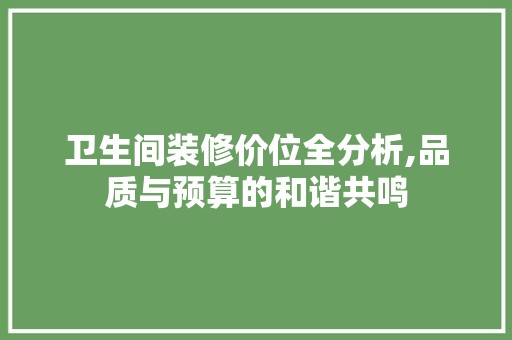 卫生间装修价位全分析,品质与预算的和谐共鸣 地板材料