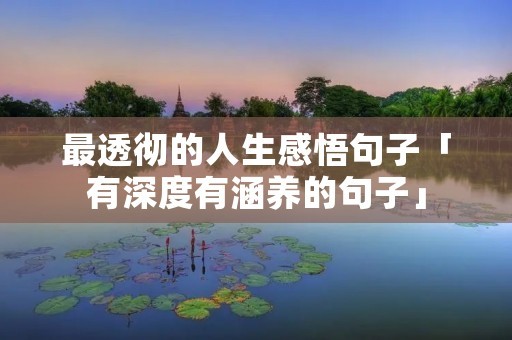 最透彻的人生感悟句子「有深度有涵养的句子」
