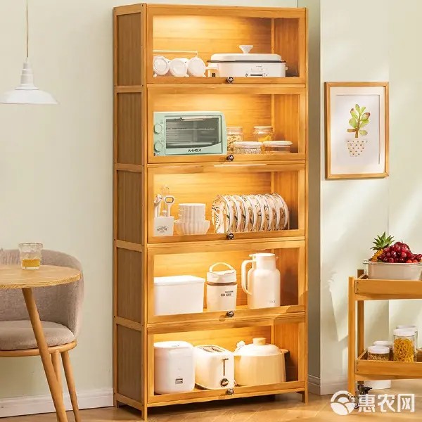 厨房置物架家用简易厨房组合多功能收纳餐具柜靠墙碗柜储物柜子