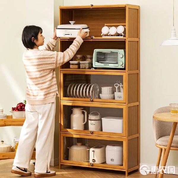 厨房置物架家用简易厨房组合多功能收纳餐具柜靠墙碗柜储物柜子