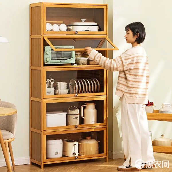 厨房置物架家用简易厨房组合多功能收纳餐具柜靠墙碗柜储物柜子
