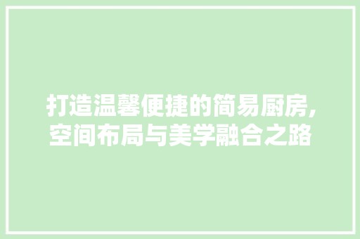 打造温馨便捷的简易厨房,空间布局与美学融合之路 奢华
