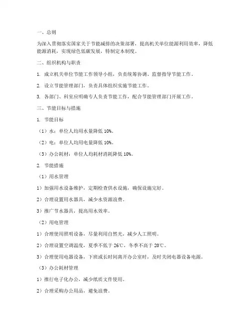 机关单位节能管理制度
