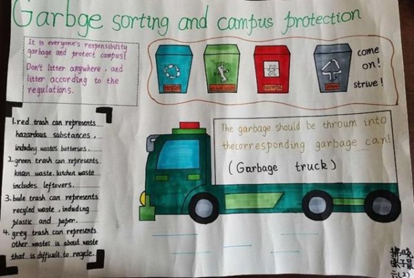 垃圾分类爱护校园拂晓中心小学英语组垃圾分类主题手抄报活动