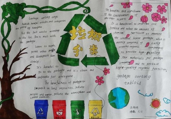 垃圾分类爱护校园拂晓中心小学英语组垃圾分类主题手抄报活动