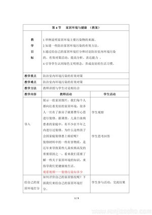 《第4节 家居环境与健康》教学设计(广东省市级优课).doc