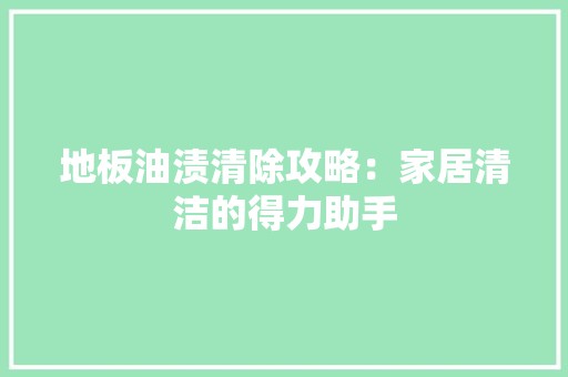 地板油渍清除攻略：家居清洁的得力助手 现代风格装饰
