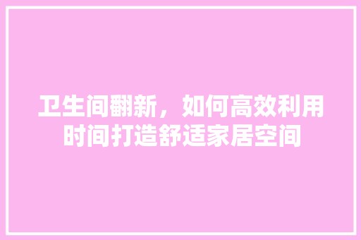 卫生间翻新，如何高效利用时间打造舒适家居空间 家居装修