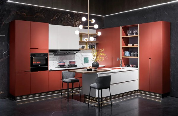 modern-white-and-red-two-tone-kitchen-cabinets