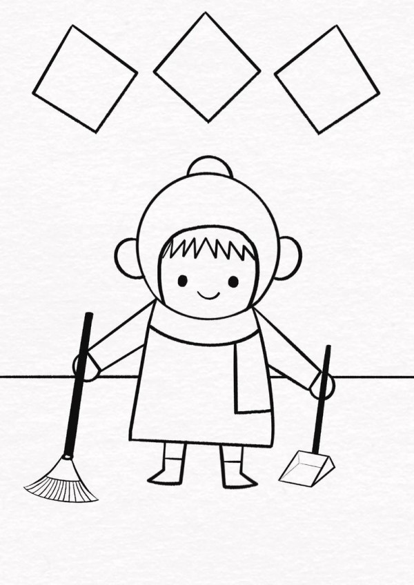 腊月二十四扫房子简笔画抖音
