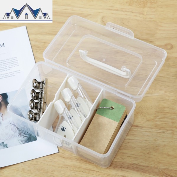 手提塑料透明收纳盒零食整理盒有盖储物盒桌面收纳箱小号带盖盒子 三维工匠高清大图